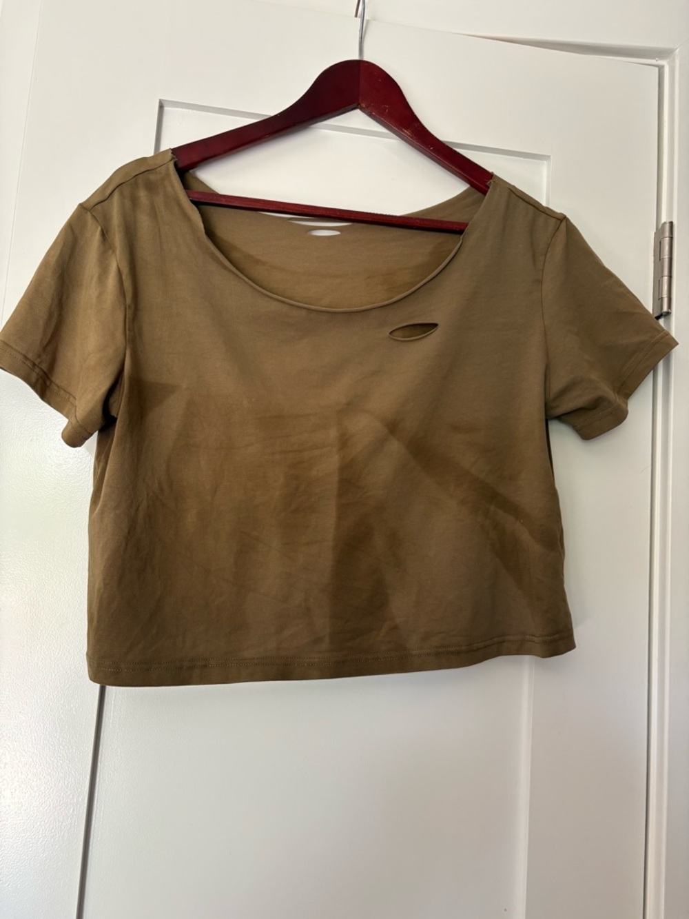 Women’s Cropped Short Sleeve Tee in Olive Brown
